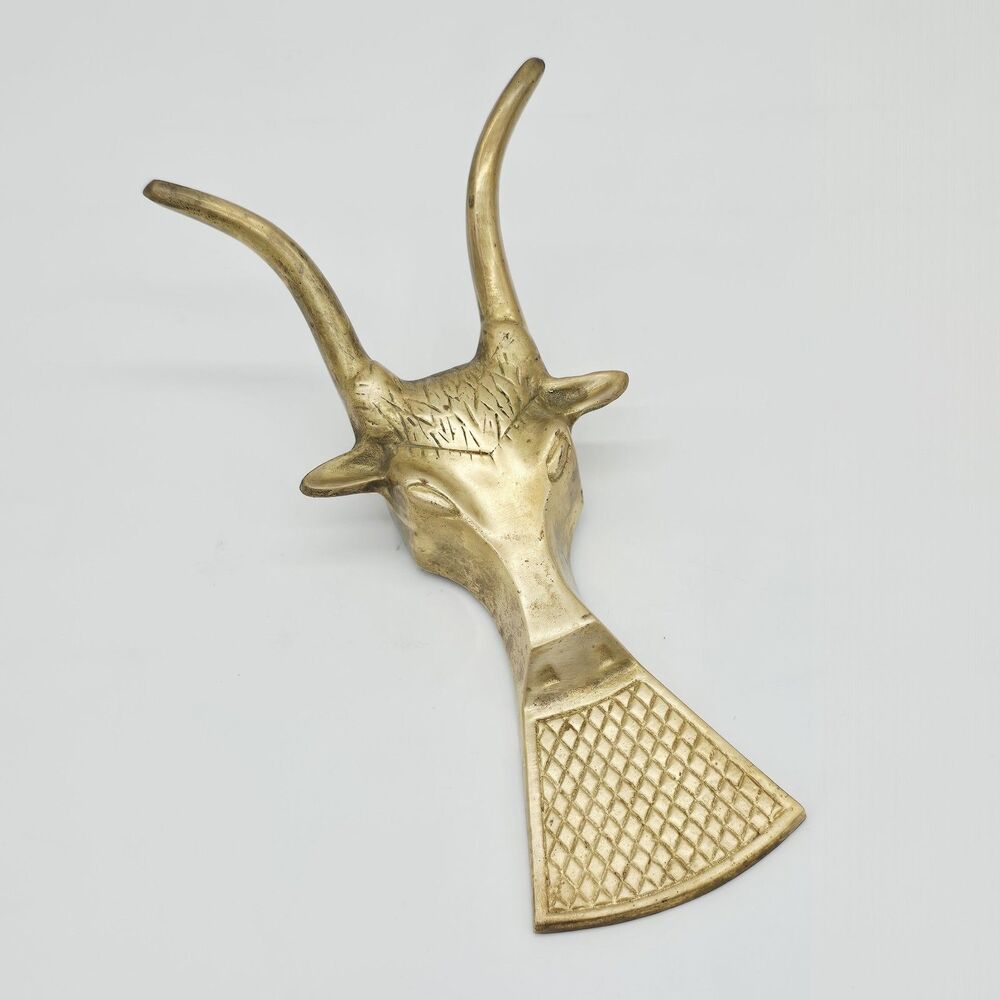 Vintage Solid Brass Boot Jack Shoe Puller LongHorn Steer Bull Cowboy Western 9"